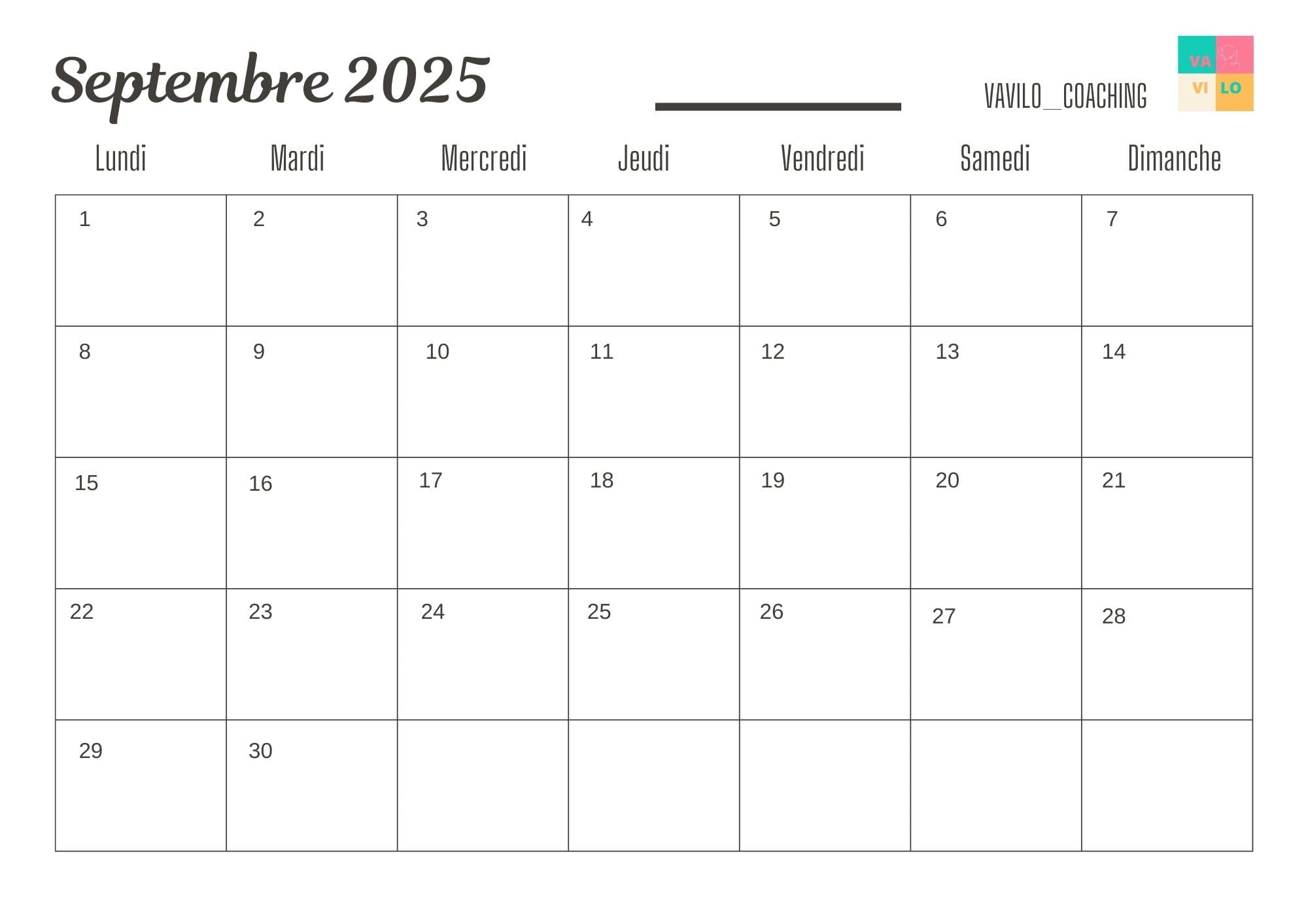 TITI Calendrier 2025-2026 – Planifiez, Visualisez, Réalisez ! Format PDF